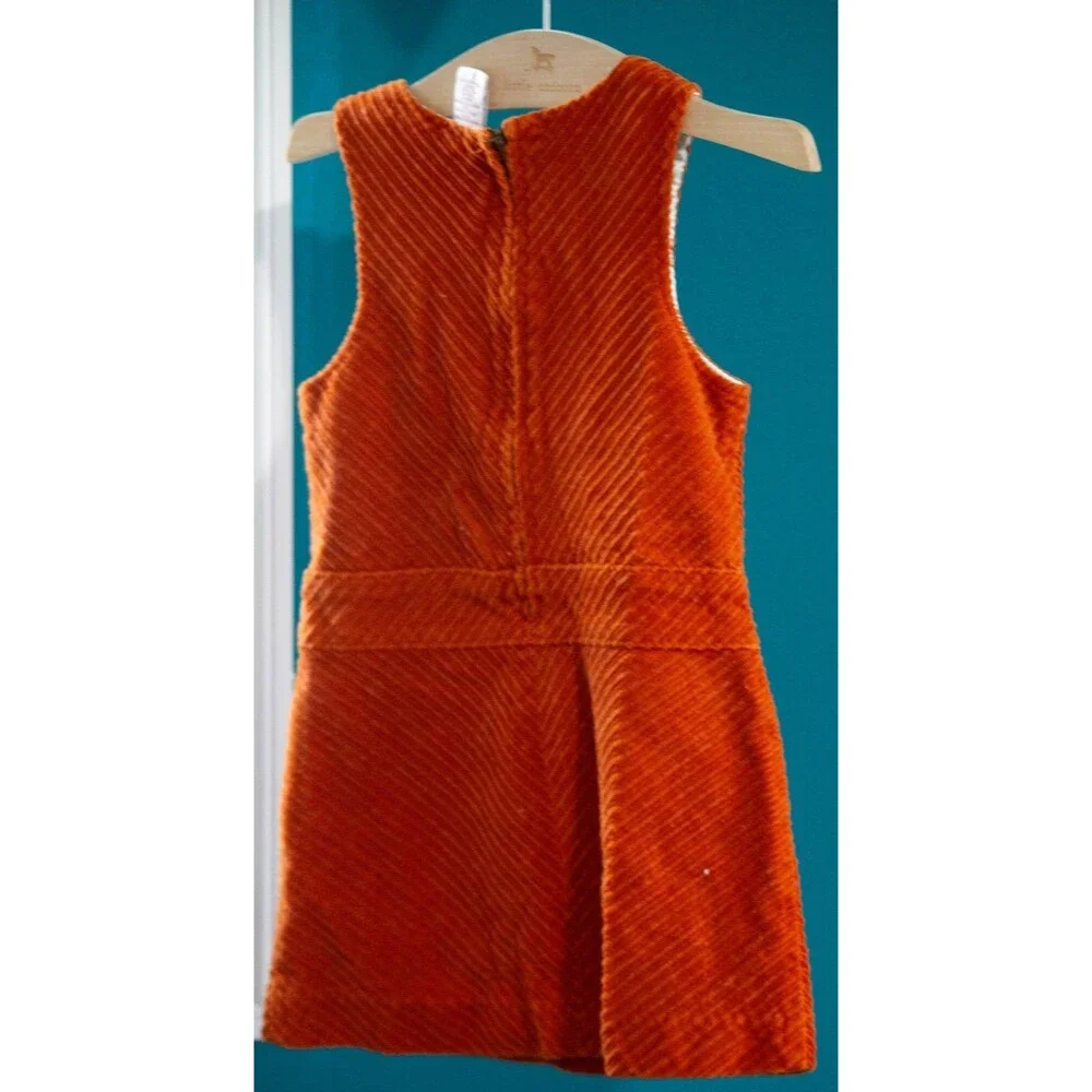 Vintage Gymboree Cute As A Button Corduroy Pinafore Jumper Dress Rust Size 3